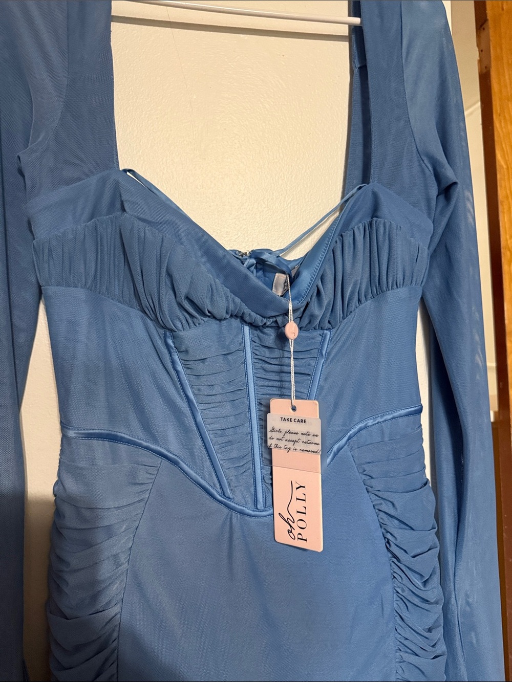 Oh Polly Blue Ruched Corset Mini Dress - Picture 3 of 3